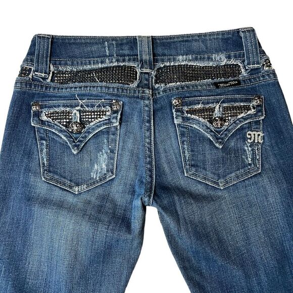 MISS ME STYLE# JP4221R LOW RISE BOOT CUT WOMEN'S BLUE JEANS SIZE 27 - Picture 4 of 16